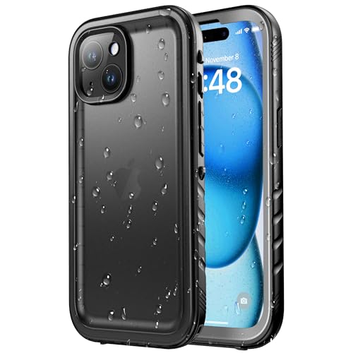 SPORTLINK für iPhone 15 Hülle Wasserdicht - 360 Grad Outdoor Schutzhülle kameraschutz Displayschutz [IP68 Waterproof] [6FT Stoßfeste Hard Case] Panzerhülle Komplettschutz Schwarz 6,1" von SPORTLINK