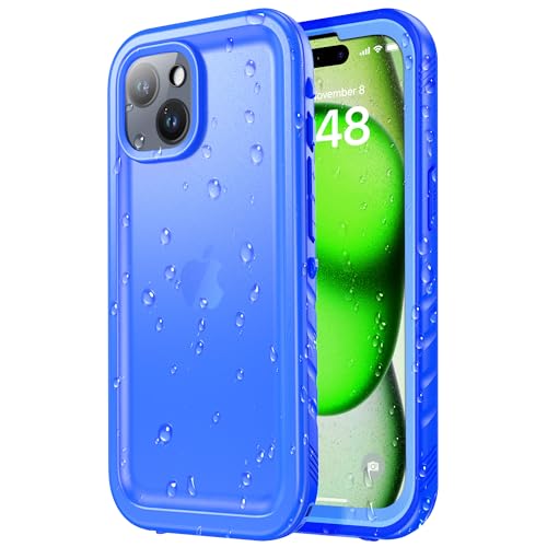 SPORTLINK für iPhone 15 Plus Hülle Wasserdicht - 360 Grad Outdoor Schutzhülle kameraschutz Displayschutz [IP68 Waterproof] [6FT Stoßfeste Hard Case] Panzerhülle Komplettschutz Blau 6,7" von SPORTLINK