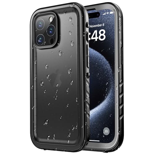 SPORTLINK für iPhone 15 Pro Hülle Wasserdicht - 360 Grad Outdoor Schutzhülle kameraschutz Displayschutz [IP68 Waterproof] [6FT Stoßfeste Hard Case] Panzerhülle Komplettschutz Schwarz 6,1" von SPORTLINK