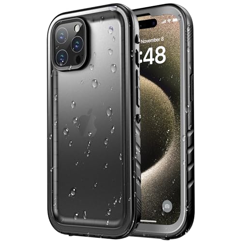 SPORTLINK für iPhone 15 Pro Max Hülle Wasserdicht - 360 Grad Outdoor Schutzhülle kameraschutz Displayschutz [IP68 Waterproof] [6FT Stoßfeste Hard Case] Panzerhülle Komplettschutz Schwarz 6,7" von SPORTLINK