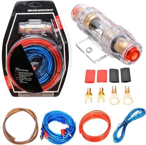 SPORWAY Endstufe Kabel Set: 10GA Kfz Verstärker Kabelsatz, Anschluss Set Auto Verstärker Kabel Set, Subwoofer Kabel Set Endstufe Kabel Car Audio Wire, 1500w Installations Car Verstärker Kabelset von SPORWAY