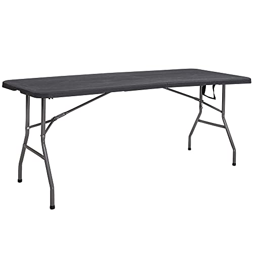 SPRINGOS Partytisch Banketttisch klappbarer Gartentisch für Gastronomie m. Tragegriff Kofferfunktion Kunststoff Metall In- & Outdoor (Schwarz) von SPRINGOS
