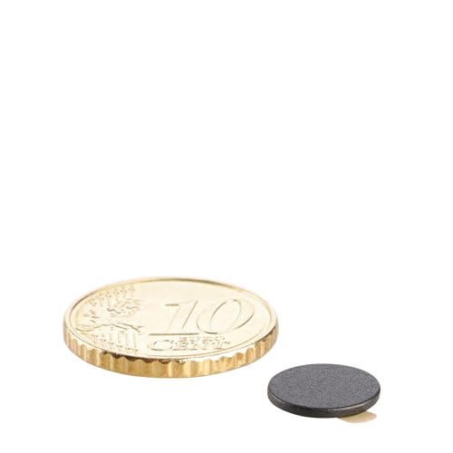 Scheibenmagnete aus Neodym, selbstklebend, schwarz 10 mm x 1 mm, N35 von SPRINTIS