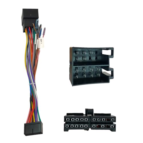 SPTSSWET 20-poliger ISO-Autoradio Adapter ISO Kabeladapter Ersatz Universal-Zubehörkabel mit Lenkrad- und Rückwärtssteuerungslinien Kompatibel mit DIN-Bildschirm Autoradio von SPTSSWET
