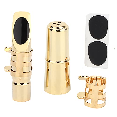 Altsaxophon-Mundstück-Set, Saxophon-Mundstück aus Metall mit Kappenpolstern, Zubehör für Musikinstrumente (7c) von SPYMINNPOO