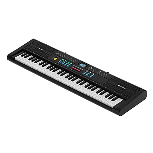 Elektrisches Tastatur Klavier 61 Tasten Multifunktional mit USB -Kabel und Mikrofon - Ideal für Anfänger und Kinder Schwarz von SPYMINNPOO