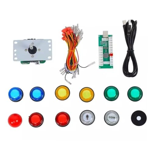 SPYMINNPOO Arcade Tasten DIY Arcade Joystick Kit Platine Joystick 5P USB PC Joystick Beleuchtete Tasten Arcade Game Controller von SPYMINNPOO