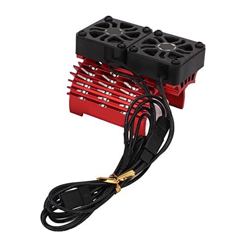 SPYMINNPOO RC Dual Fan Motor Kühlkörper, 40‑42 Mm Bürstenloser Motorlüfter Dual Motor Kühlkörper Radiatoren für 1/8 Ferngesteuertes Auto(rot) von SPYMINNPOO