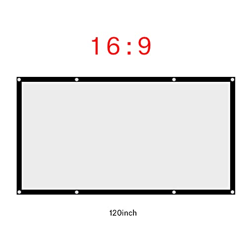 Tragbarer Nicht -Crase White Projector Curtain Screen 16: 9 für Campingfilm Im Freien (120 Zoll) von SPYMINNPOO