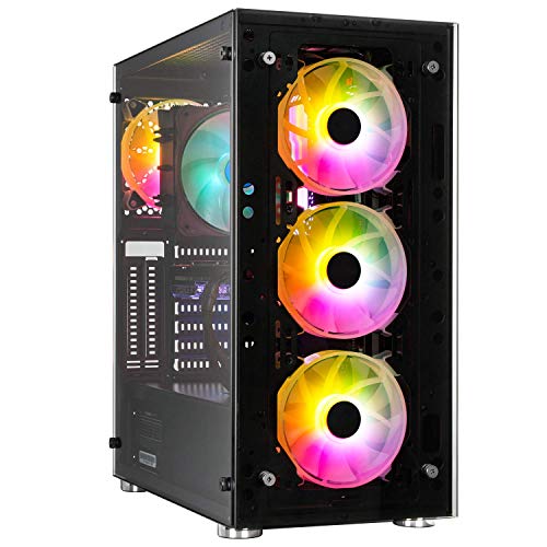 SQ-Tower 01T V2 RGB Gaming Gehäuse, Tempered Glass Panel, 4X ARGB 120mm Lüfter vorinstalliert, schwarz SQ-Tower 01T V2 RGB Gaming Gehäuse, Tempered Glass Panel, 4X ARGB 120mm Lüfter vorinstalliert, schwarz von SQ-Power