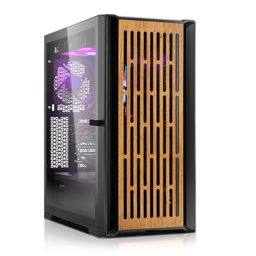 SQ-Tower 07W Gaming Gehäuse Mid-Tower ATX, Tempered Glass Panel, High Airflow Holz Front, schwarz SQ-Tower 07W Gaming Gehäuse Mid-Tower ATX, Tempered Glass Panel, High Airflow Holz Front, schwarz von SQ-Power