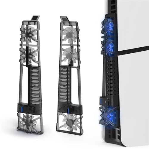 Kühlungslüfter für PS5 slim Konsolenlüfter Für PS5 slim Gaming Zubehör mit LED Licht Kühlsystem von SQALCXY