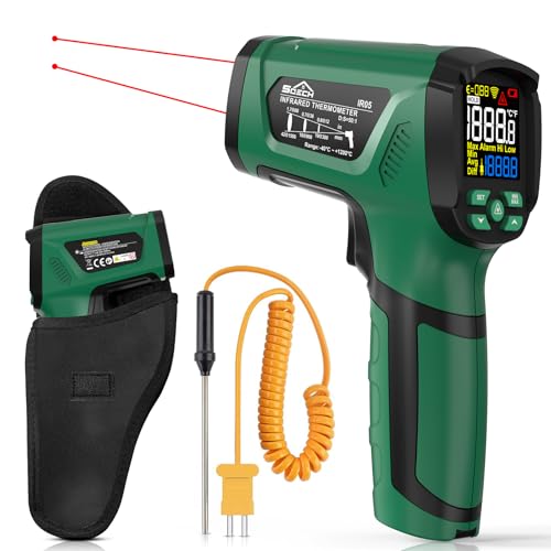 Infrarot Thermometer, SQECH Laser Thermometer -40℃~1200℃(-40℉~2192℉), 50:1 Temperaturmessgerät mit K-Sonde, Farbiger Hintergrundbeleuchtung, Einstellbarem Emissionsgrad, für Industrie&Haushalt Infrarot Thermometer, SQECH Laser Thermometer -40℃~1200℃(-40℉~2192℉), 50:1 Temperaturmessgerät mit K-Sonde, Farbiger Hintergrundbeleuchtung, Einstellbarem Emissionsgrad, für Industrie&Haushalt von SQECH