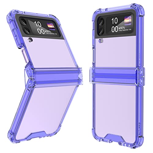 Entworfen für Galaxy Z Flip 3 Hülle mit Scharnierschutz, Samsung Flip 3 Vollabdeckung, stoßfest, schlankes Handyschutz, transparent für Z Flip 3 5G (2023), transparent lila von SQMCase