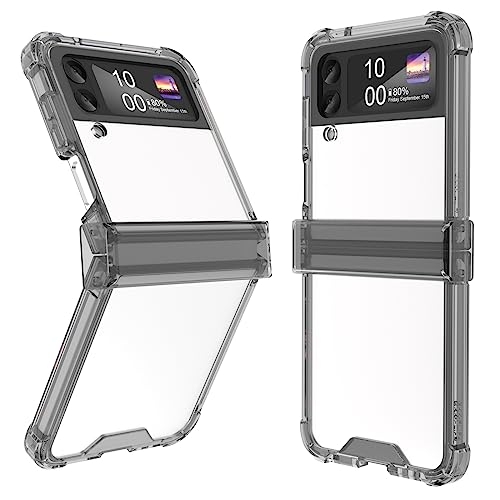 Entworfen für Galaxy Z Flip 3 Hülle mit Scharnierschutz für Samsung Flip 3, vollständige Abdeckung, stoßfest, schlank, transparent, für Z Flip 3 5G (2023), transparent schwarz von SQMCase