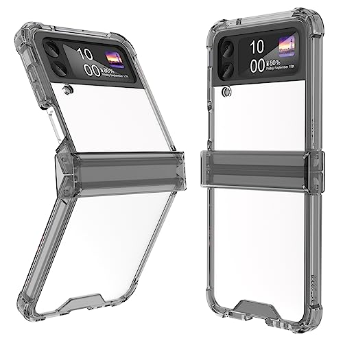 Entworfen für Galaxy Z Flip 3 Hülle mit Scharnierschutz, Samsung Flip 3 Vollabdeckung, stoßfest, schlankes Handyschutz, transparent für Z Flip 3 5G (2023), transparent schwarz von SQMCase