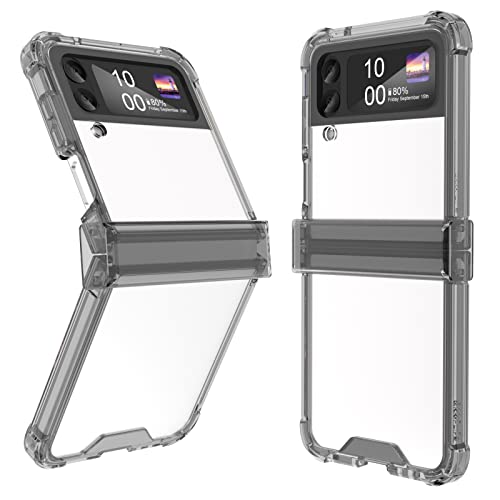 Entworfen für Galaxy Z Flip 4 Hülle mit Scharnierschutz, Samsung Flip 4 Vollabdeckung, stoßfest, schlankes Handy-Schutzhülle, transparent für Z Flip 4 5G (2023), transparent schwarz von SQMCase