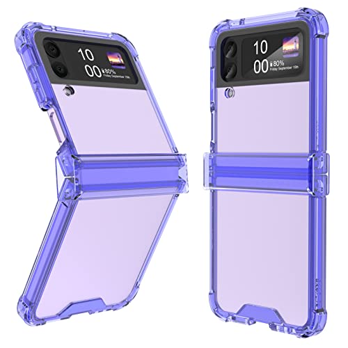 Entworfen für Galaxy Z Flip 4 Hülle mit Scharnierschutz, Samsung Flip 4 Vollabdeckung, stoßfest, schlankes Handy-Schutzhülle, transparent für Z Flip 4 5G (2023) - Transparent Violett von SQMCase