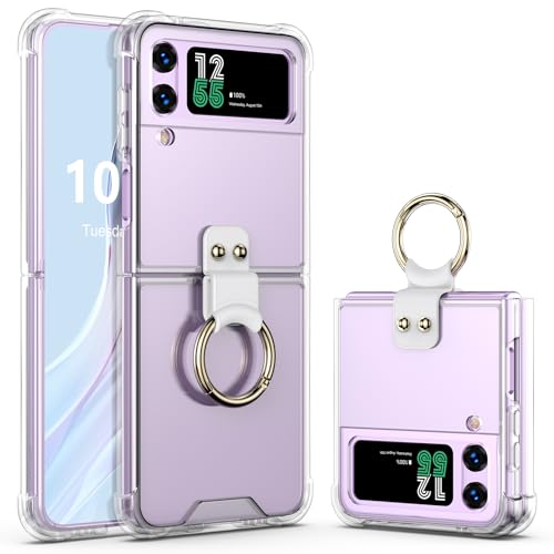 Entworfen für Samsung Flip 3 Hülle klar mit Ring, Anti-Fall Stoßfest Schutzhülle Galaxy Z Flip 3 Handyhülle Kompatibel mit Z Flip 3 Hülle 5 G 2022 (Klar) von SQMCase