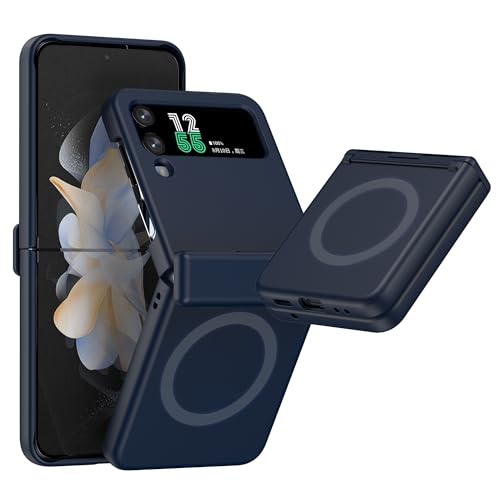 Entworfen für Samsung Galaxy Z Flip 4/3 Hülle, magnetisch, mit Scharnierschutz [kompatibel mit MagSafe], stoßfeste Schutzhülle für Damen, Herren, Blau von SQMCase