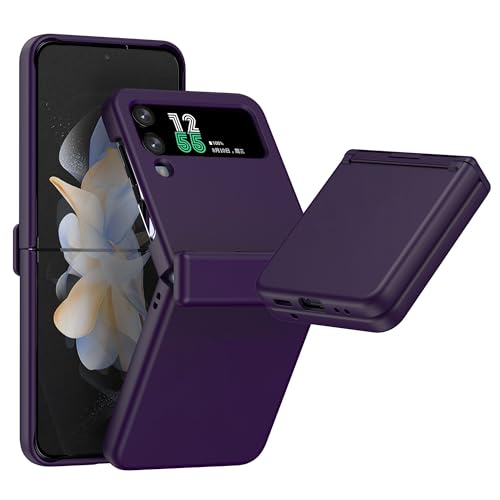 Entworfen für Z Flip 4/3 Hülle mit Scharnierschutz, vollständige Abdeckung, stoßfest, schlanker Schutz für Samsung Galaxy Z Flip 4/3 (Dunkelviolett) von SQMCase