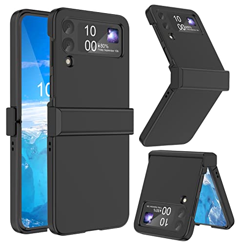 Entworfen für Z Flip 4 Hülle mit Scharnierschutz, Samsung Flip 4 Hülle, schlank und dünn, vollständiger Schutz, stoßfest, Handyhülle für Galaxy Z Flip 5G (2023), Schwarz von SQMCase