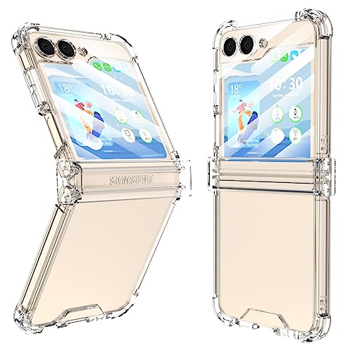 Kompatibel mit Samsung Galaxy Z Flip 5 Hülle mit Scharnierschutz, Samsung Flip 5 Full Cover Stoßfest Slim Phone Protection Case Cover Clear für Z Flip 5 5G (2023) Transparent von SQMCase