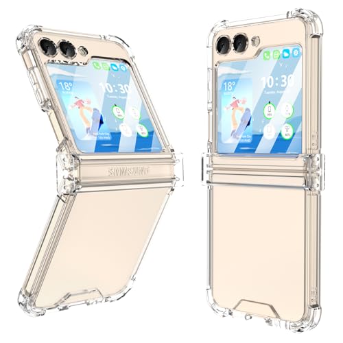 Kompatibel mit Samsung Galaxy Z Flip 6 Hülle mit Scharnierschutz für Samsung Flip 6 Full Cover Stoßfest Slim Phone Protection Case Cover Clear für Z Flip 6 5G- C Transparent von SQMCase