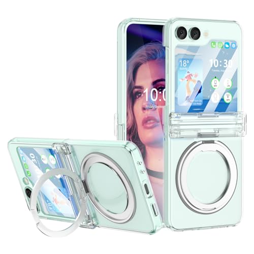 SQMCase Schutzhülle für Galaxy Z Flip 5, magnetisch, mit Scharnierschutz und Ständer, kompatibel mit MagSafe; Samsung Flip 5 schlanke, transparente Schutzhülle für Z Flip 5 5 G (Clear3) von SQMCase