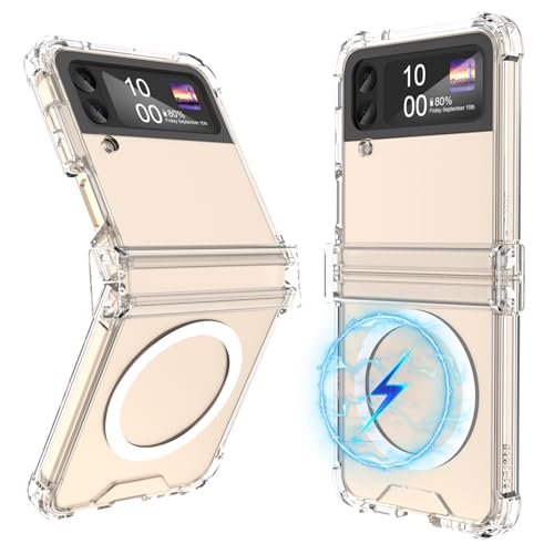 Schutzhülle für Galaxy Z Flip 4, mit Scharnierschutz, kompatibel mit Magsafe, Samsung Flip 4, vollständige, stoßfeste dünne Handy-Schutzhülle, transparent für Z Flip 4 5G – Clear1 von SQMCase