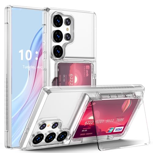 Schutzhülle für Samsung Galaxy S24 Ultra 2024, kompatibel mit Galaxy S24 Ultra, Brieftaschenformat, mit Kreditkartenfach, weiches TPU, kratzfest, stoßfest, transparent mit Ständer, transparent Schutzhülle für Samsung Galaxy S24 Ultra 2024, kompatibel mit Galaxy S24 Ultra, Brieftaschenformat, mit Kreditkartenfach, weiches TPU, kratzfest, stoßfest, transparent mit Ständer, transparent von SQMCase