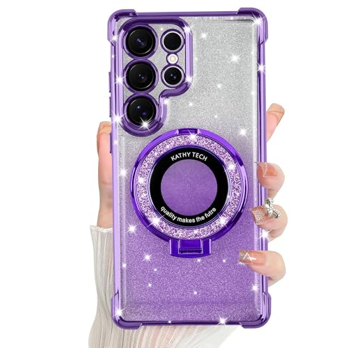 Schutzhülle für Samsung Galaxy S25 Ultra, transparent, glitzernd, mit Ständer und Kameralinsenschutz, luxuriöse, vergoldete Hülle, stoßfeste Schutzhülle für Samsung Galaxy S25 Ultra, Violett Schutzhülle für Samsung Galaxy S25 Ultra, transparent, glitzernd, mit Ständer und Kameralinsenschutz, luxuriöse, vergoldete Hülle, stoßfeste Schutzhülle für Samsung Galaxy S25 Ultra, Violett von SQMCase