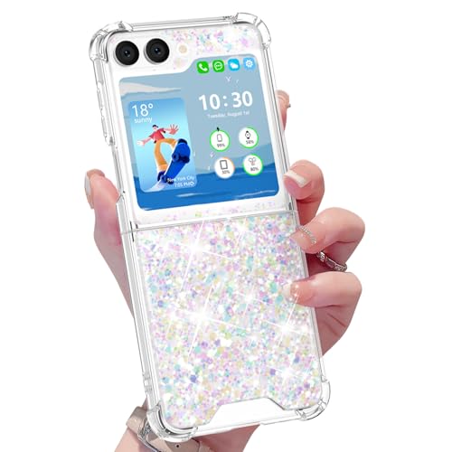 Schutzhülle für Samsung Galaxy Z Flip 6, glänzend, glitzernd, transparent, Schutzhülle für Z Flip 6 2024 (mehrfarbig) von SQMCase