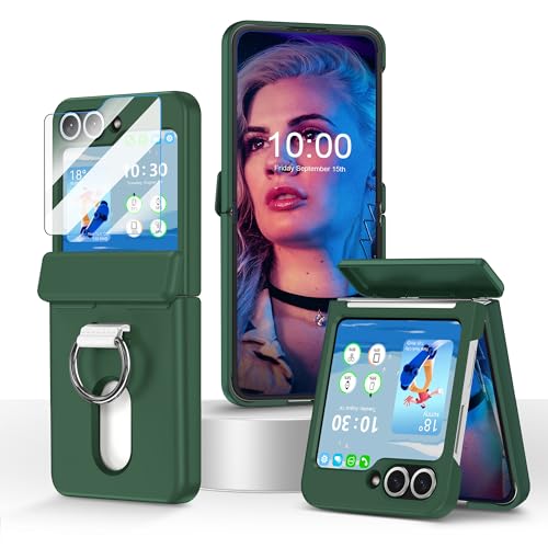 Schutzhülle für Samsung Galaxy Z Flip 6/5, Klapphülle mit Kartenhalter, Displayschutzfolie und Scharnierschutz, stoßfest, langlebig, Grün Schutzhülle für Samsung Galaxy Z Flip 6/5, Klapphülle mit Kartenhalter, Displayschutzfolie und Scharnierschutz, stoßfest, langlebig, Grün von SQMCase