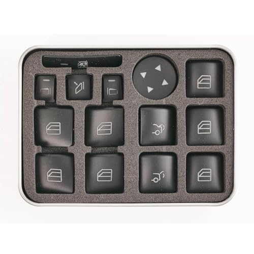 Fensterheberschalter 14X Autozubehör Fensterschalter Knopfaufkleber Für Mercedes Für Benz C180 C200 C230 C250 2008-2015 Auto Fenster Schalter(Schwarz) von SQOFJGIGN