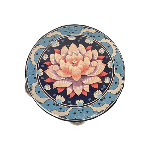 6/7/8 Zoll Tambourin Gemaltes Muster Tamburin Kinder für Erwachsene, Handtrommel Gehaltene Percussion für Fotorequisiten, Tanzbegleitung(Blue,7 INCH_A) von SQOYEI