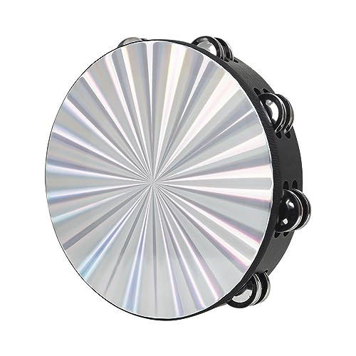 8/10 Zoll Musik Erleuchtung Tamburin Kinder Doppelte Reihe Tambourin, Tragbar Handtrommel für Hochzeiten Gehaltene Percussion von SQOYEI