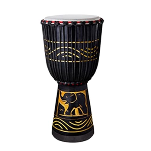 Afrikanische Perkussionsinstrumente Djembe Trommel 10 Zoll Ziegenfell Trommelfell Holz Buschtrommel, Handgeschnitzt Handtrommel für Camping(Standard 10 inches A) von SQOYEI