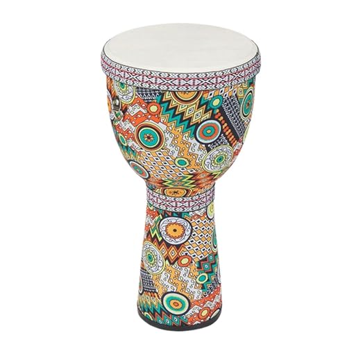 Afrikanische Perkussionsinstrumente Djembe Trommel Ziegenfell Trommelfell Buschtrommel, Anfänger Handbemaltes Muster Handtrommel(Large 8-inch PVC-A) von SQOYEI