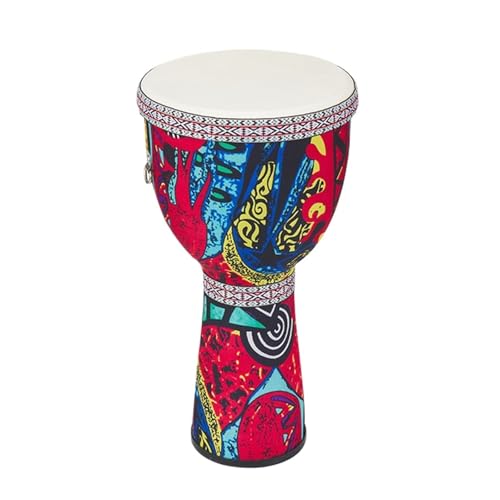 Afrikanische Perkussionsinstrumente Djembe Trommel Ziegenfell Trommelfell Buschtrommel, Anfänger Handbemaltes Muster Handtrommel(Large 8-inch PVC-B) von SQOYEI
