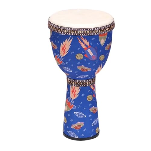 Afrikanische Perkussionsinstrumente Djembe Trommel Ziegenfell Trommelfell Buschtrommel, Anfänger Handbemaltes Muster Handtrommel(Large 8-inch PVC-C) von SQOYEI