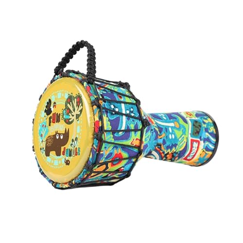 Afrikanische Perkussionsinstrumente Djembe Trommel Ziegenfell Trommelfell Buschtrommel, Anfänger Handbemaltes Muster Handtrommel(Large 8-inch PVC-D) von SQOYEI