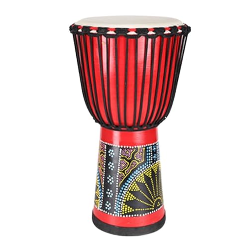 Afrikanische Perkussionsinstrumente Djembe Trommel Ziegenfell Trommelfell Buschtrommel, Anfänger Handbemaltes Muster Handtrommel(Standard 113-inch-C) von SQOYEI