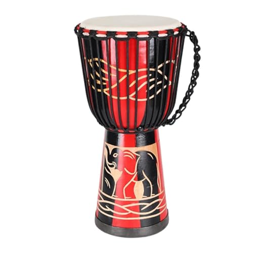 Afrikanische Perkussionsinstrumente Djembe Trommel Ziegenfell Trommelfell Buschtrommel, Anfänger Handbemaltes Muster Handtrommel(Standard 13-inch-A) von SQOYEI