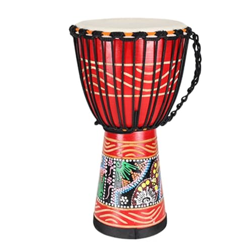 Afrikanische Perkussionsinstrumente Djembe Trommel Ziegenfell Trommelfell Buschtrommel, Anfänger Handbemaltes Muster Handtrommel(Standard 8-inch-B) von SQOYEI