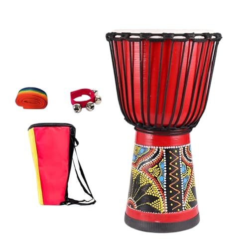 Buschtrommel Afrikanisch Inspirierte Musik, Tragbar Djembe Trommel Mit Handglocke Trommel Tasche, Riemen für Hochzeiten Handtrommel(Large 10-inch) von SQOYEI