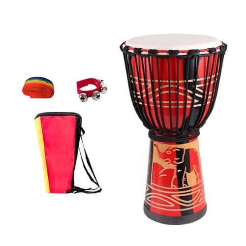 Buschtrommel Afrikanisch Inspirierte Musik, Tragbar Djembe Trommel Mit Handglocke Trommel Tasche, Riemen für Hochzeiten Handtrommel(Standard 8-inch-B) von SQOYEI