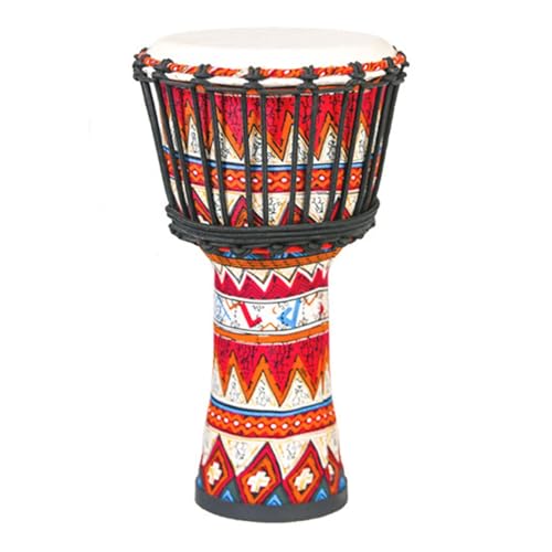 Djembe Trommel Trommelfell Aus Ziegenleder Mit Bindeseil, Rutschfeste Unterseite Buschtrommel für Hochzeit, Camping, Party Hand-Trommel(8inch A) von SQOYEI