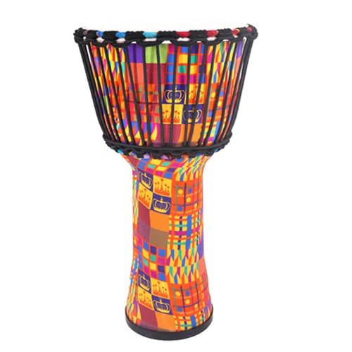 Djembe Trommel Trommelfell Aus Ziegenleder Mit Bindeseil, Rutschfeste Unterseite Buschtrommel für Hochzeit, Camping, Party Hand-Trommel(Large 10inch) von SQOYEI