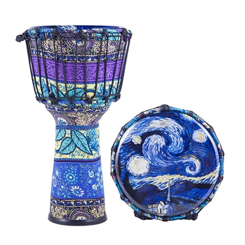 Ein Instrument Spielen Djembe Trommel 8/10 Zoll Dauerhaft Tragbar, für Kinder Buschtrommel Jugendliche, Konzert Handtrommel(Large 10inch A) von SQOYEI